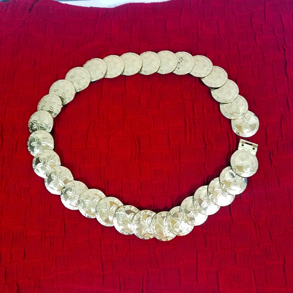 Women's Gold Tone Medallion Belt Circles Funky Retro